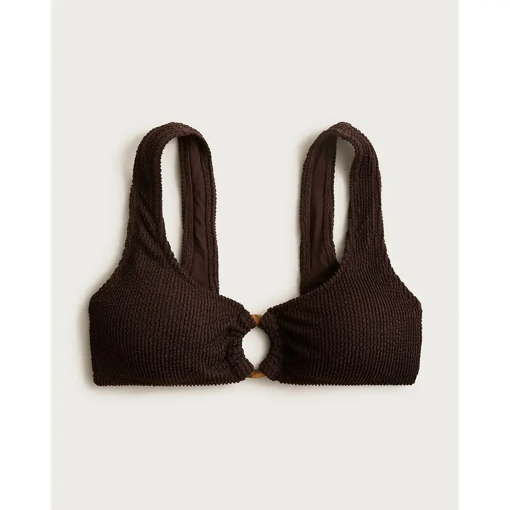 J.Crew Claudia O-ring scrunchie bikini top Inky Expresso XS